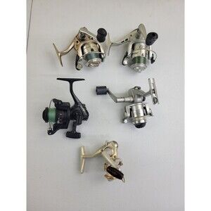 Fishing Spinning Reel Lot (5) Shakespeare, Quantum, Shimano, Flueger, Redwolf
